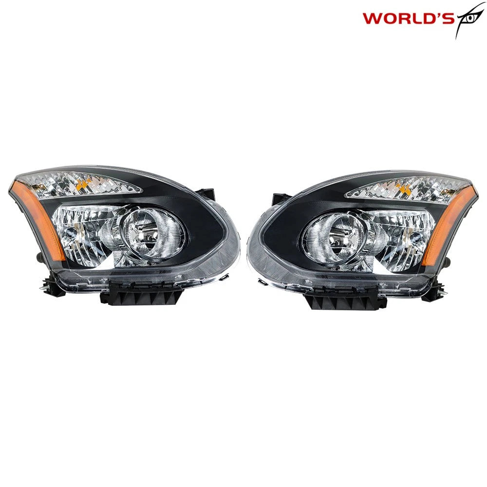 Headlight for Nissan Rogue (2008–2015) Black Housing Halogen RH+LH