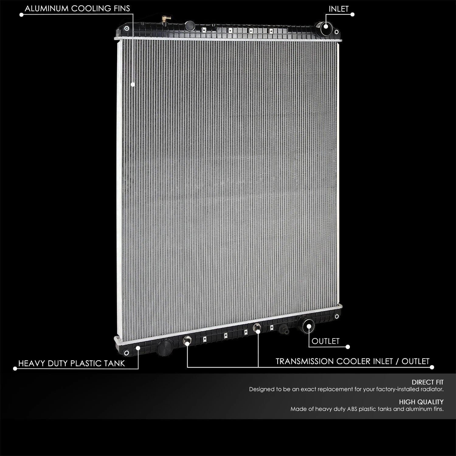 2-Row Aluminum Radiator for Freightliner FLD120SD/Sterling L9500 (2008–2012)