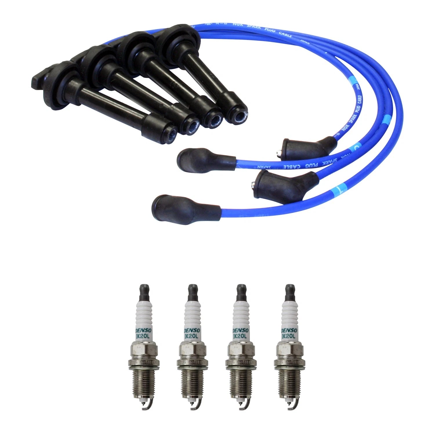 NGK 7mm Wire Set & Denso Iridium Spark Plug Kit for Honda CR-V (2002–2006)