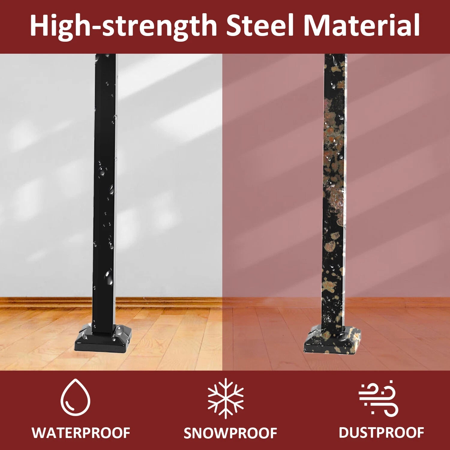 Adjustable Steel Step Handrail for Outdoor Stairs (1-2 Steps)
