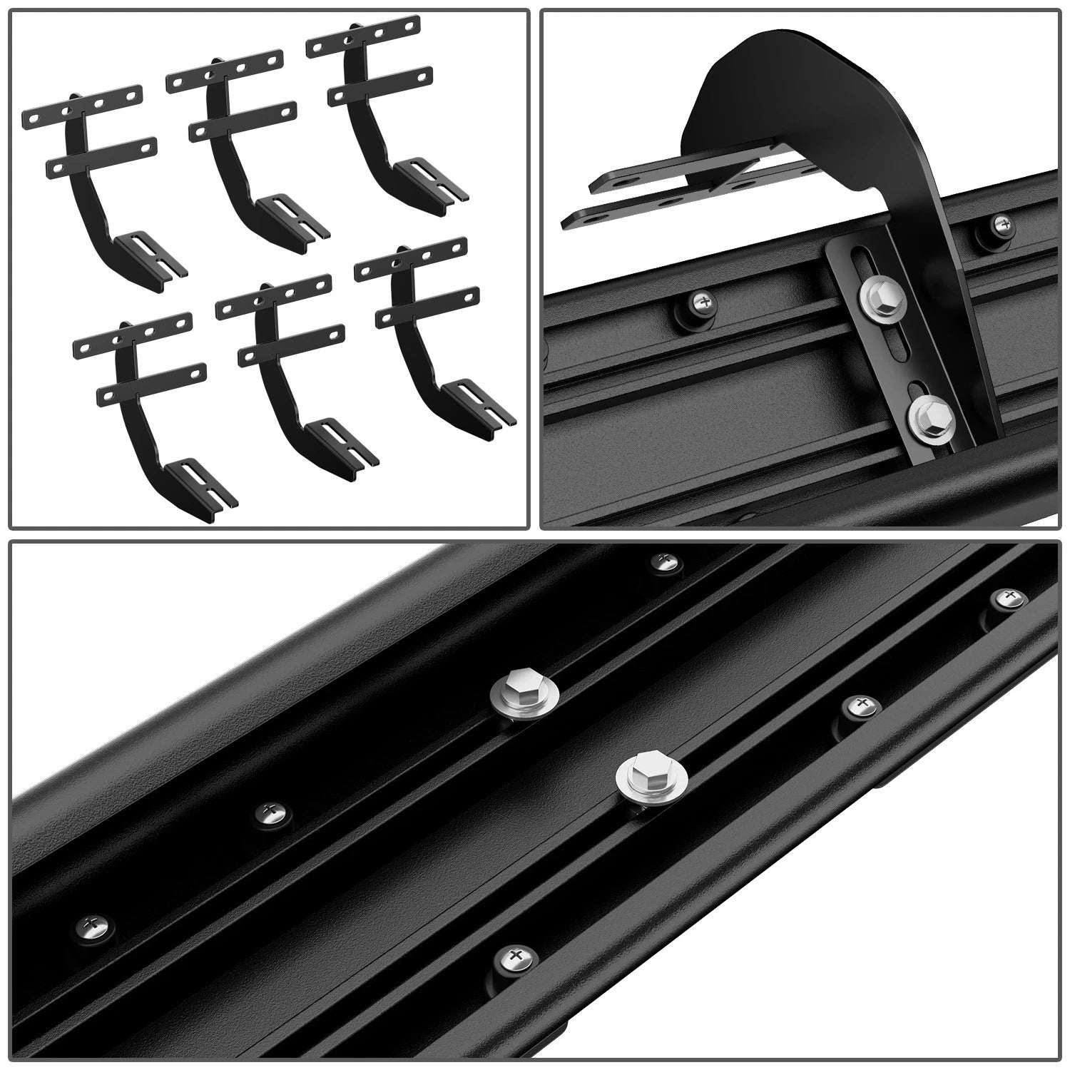 Set of 2 Black Aluminum Flat Side Step Bars for Ram 1500 Crew Cab (2019–2024)