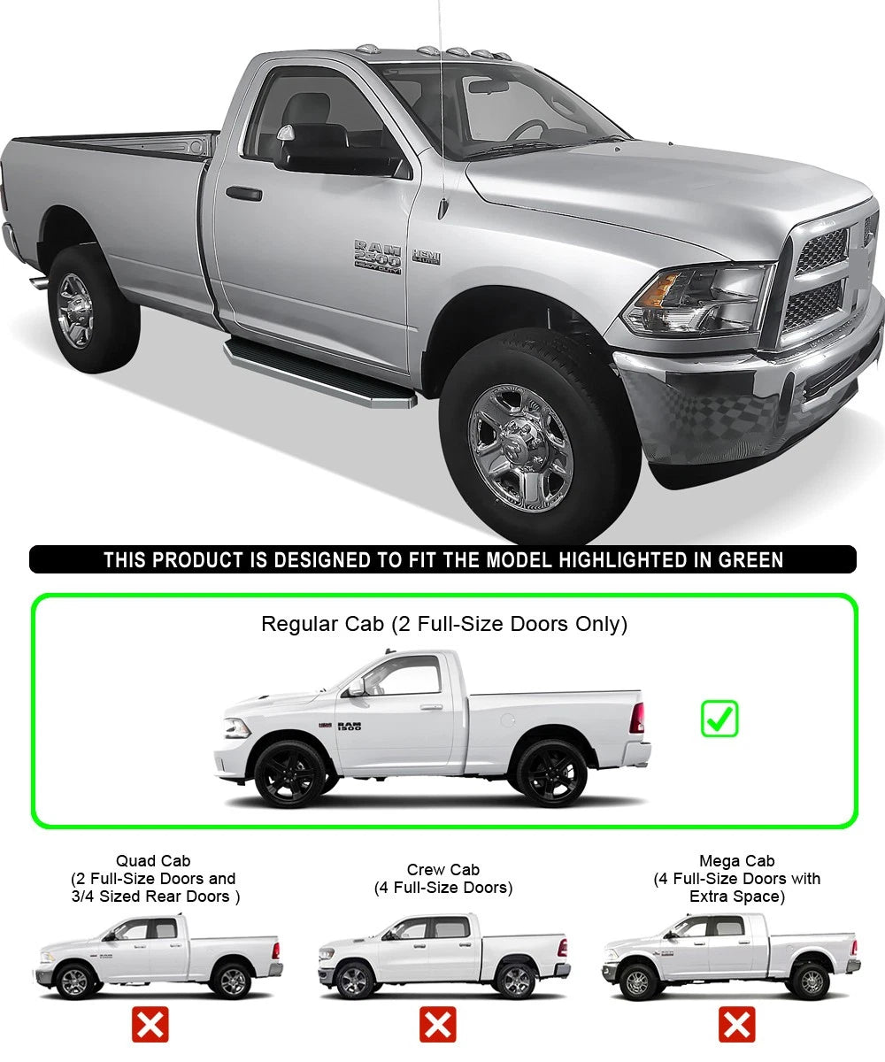 Polished Running Boards for Dodge Ram 1500 2500 3500 (2009-2018)