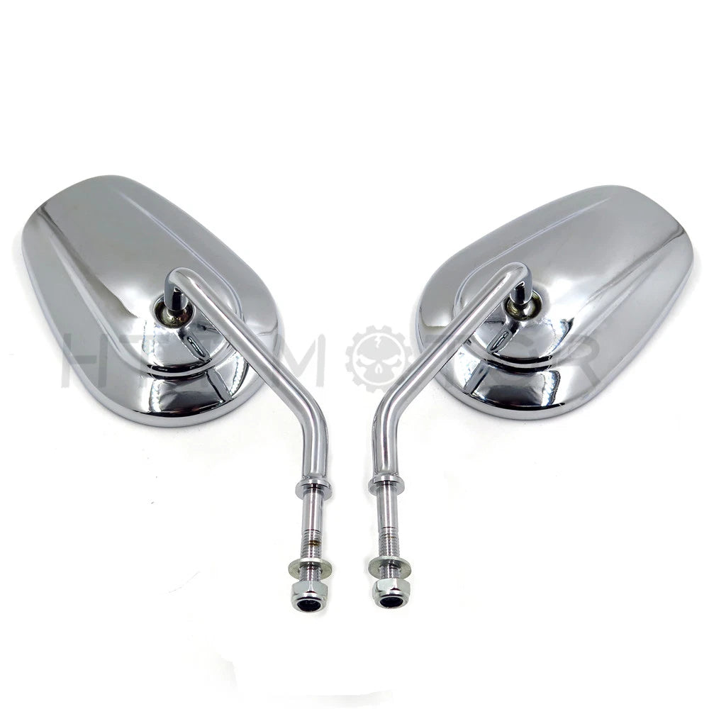 Chrome Tapered Teardrop Rearview Long Stem Mirrors for Harley Motorcycle