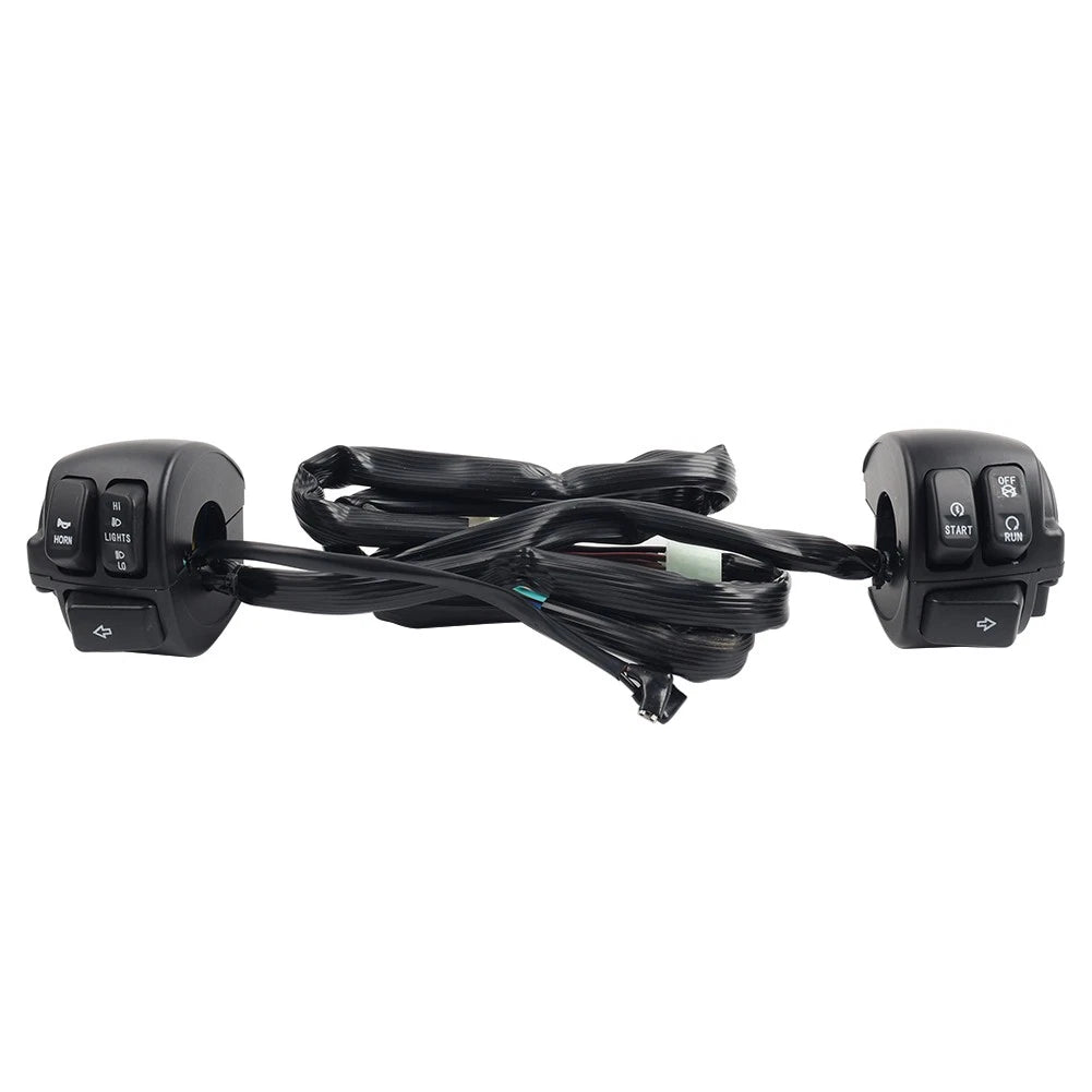 Handlebar Control Switches + Wiring Harness for Harley Softail Dyna Sportster