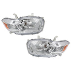 Set of 2 Replacement Headlights for Toyota Highlander (2008-2010) Chrome Halogen
