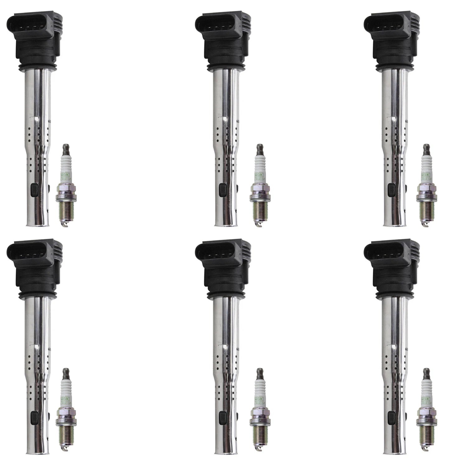 Set of 6 Ignition Coils & NGK Platinum Spark Plugs for Audi Q5 (2009–2017)