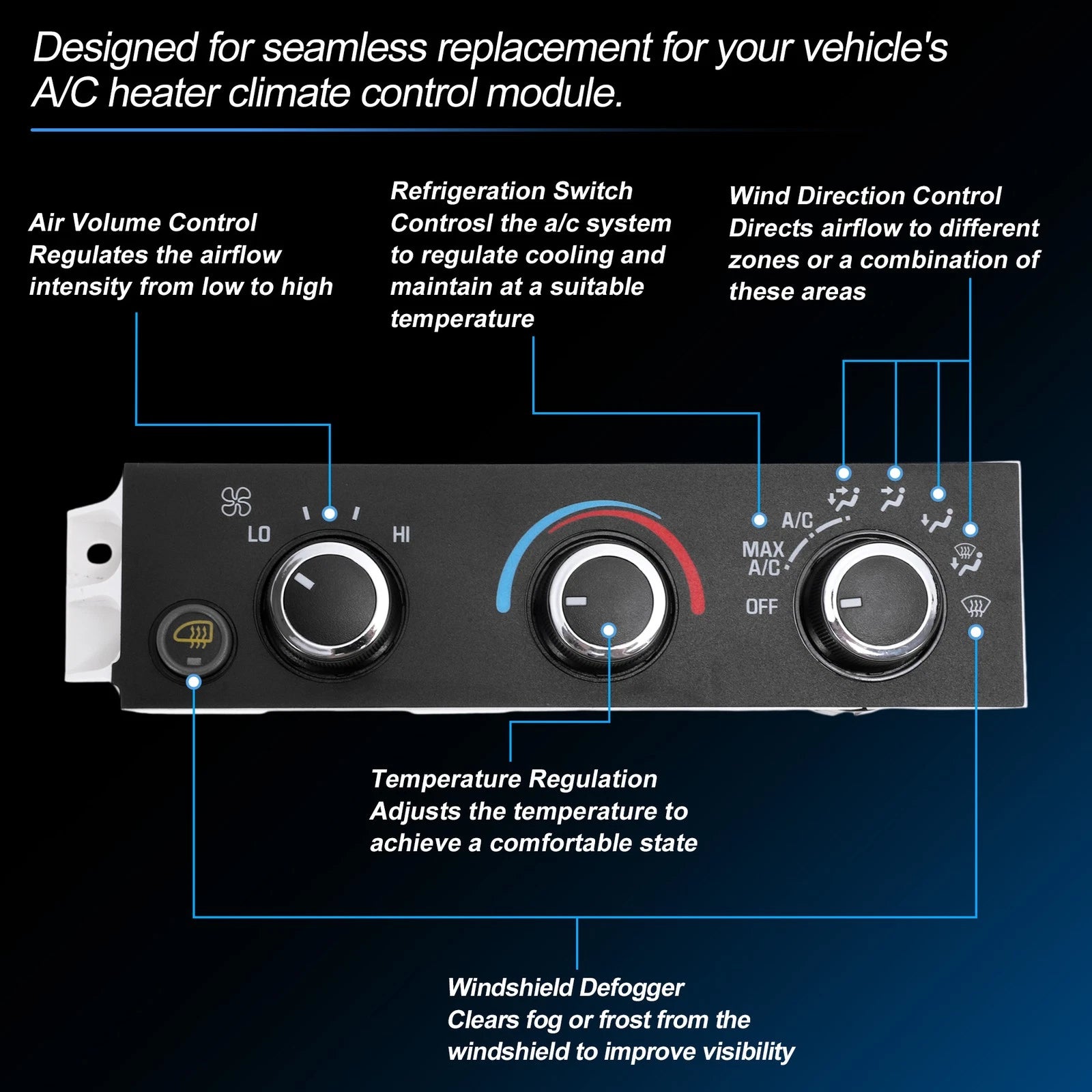 A/C Heater Climate Control Switch Module for Chevrolet Express (1996–2023) No.599-294