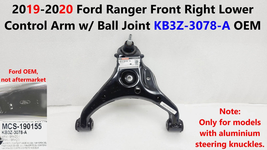 Front Right Lower Control Arm w/ Ball Joint for Ford Ranger (2019–2020) KB3Z-3078-A
