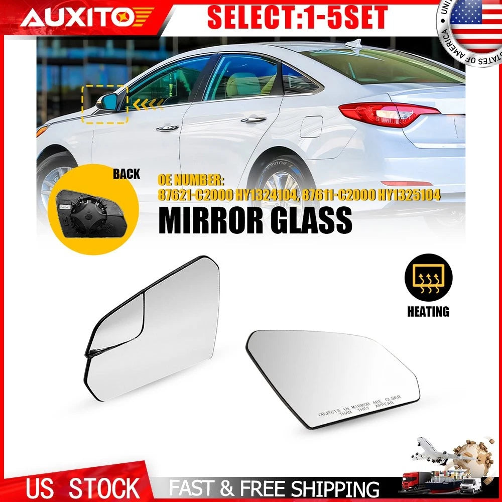Set of 2 Heated Mirror Glass for Hyundai Sonata (2015–2019) OE 87611-C2000 87621-C2000