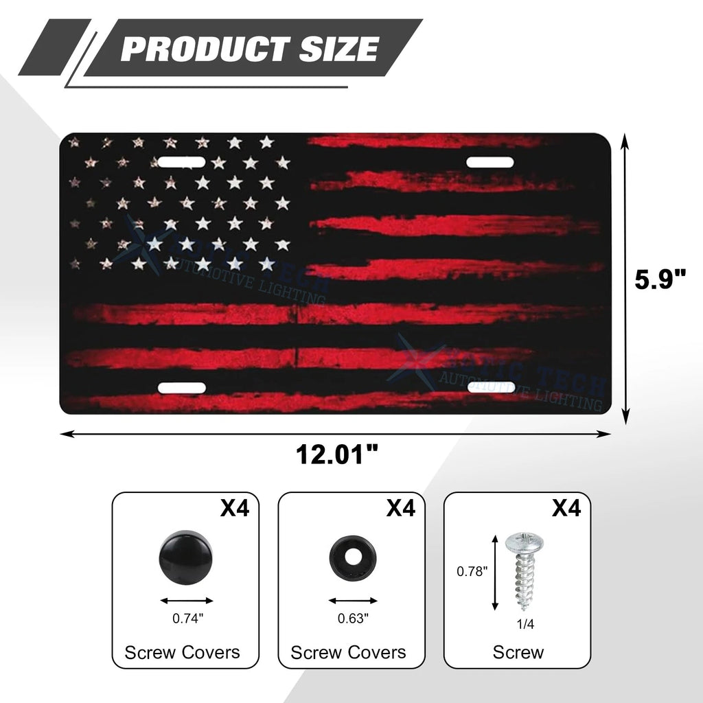Vintage American Front Flag License Plate Vanity Gift for Universal Use (-)