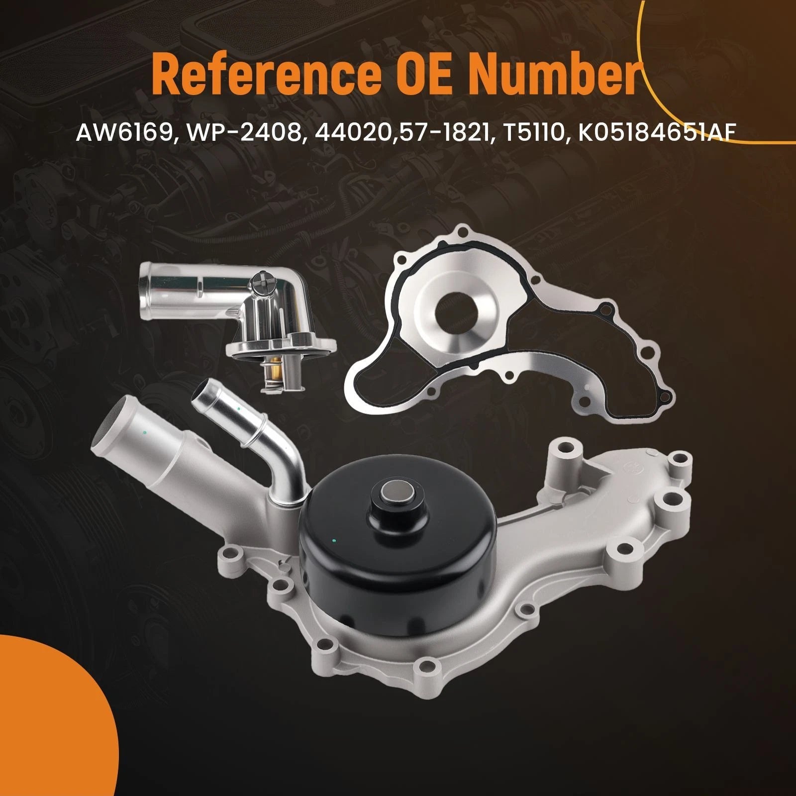 Coolant Water Pump with Thermostat Housing for Jeep Wrangler JK (2012–2018)