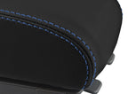 Leather Console Lid Armrest Cover for Hyundai Tucson (2005–2009) Blue Stitch