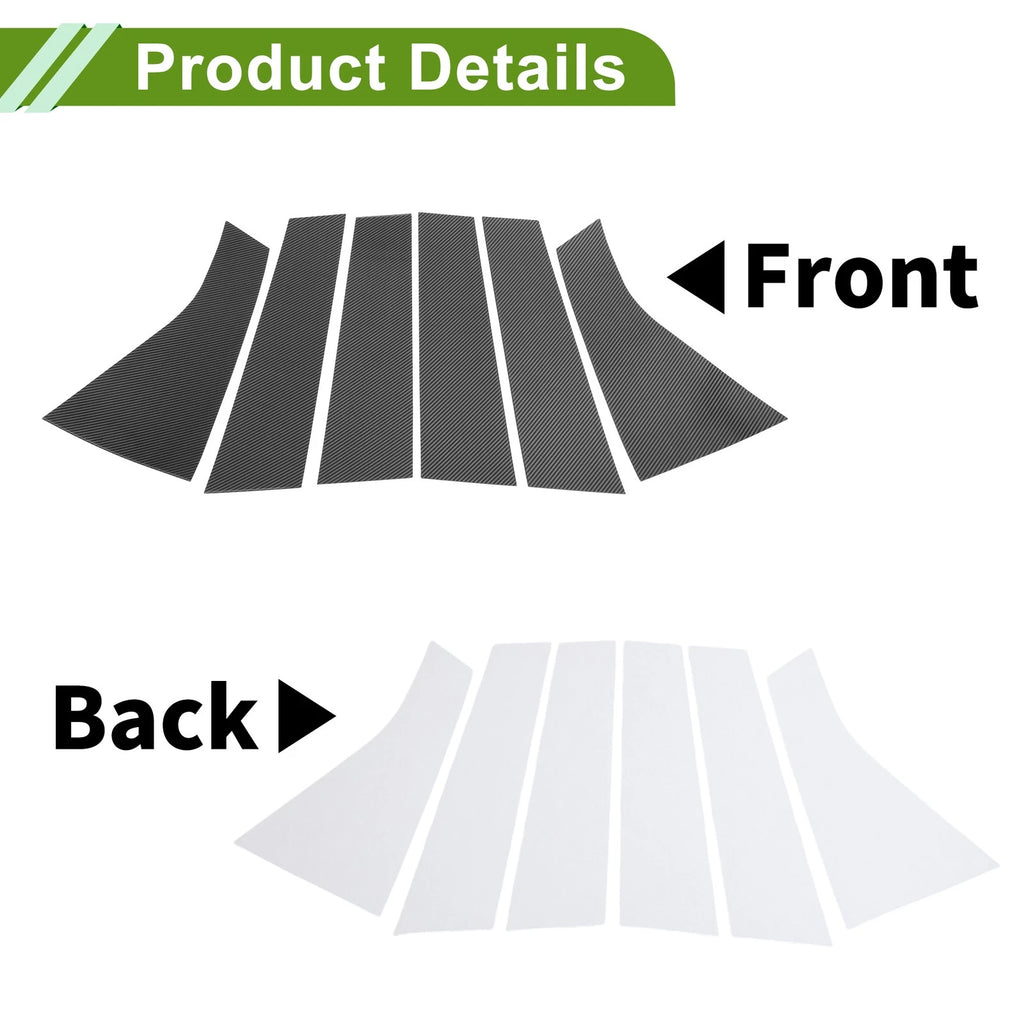 6 Pcs Pillar Window Trim for Chevy Blazer (2019–2022) Carbon Fiber Black