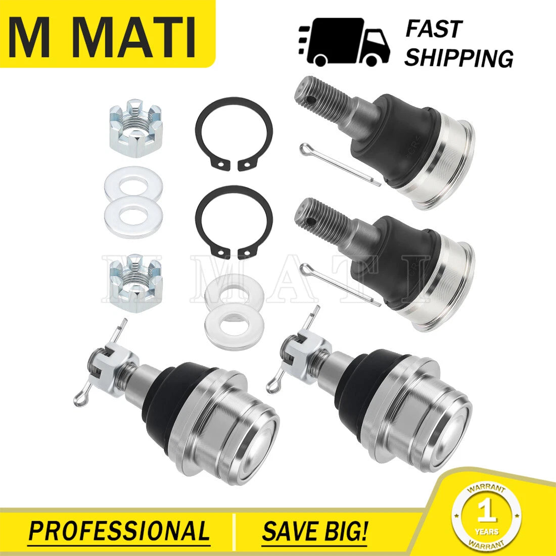 Set of 4 Front Upper Lower Ball Joints for Honda Talon 1000R, 1000X (2019–2023)