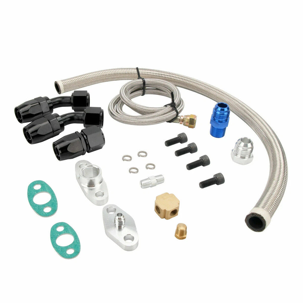 Turbo Oil Line Kit for Universal T3 T4 T04E (Feed + Return + Drain)