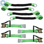 Set of 4 Tie Downs with Flat Hooks for Universal Use (2 Inch x 96 Inch)