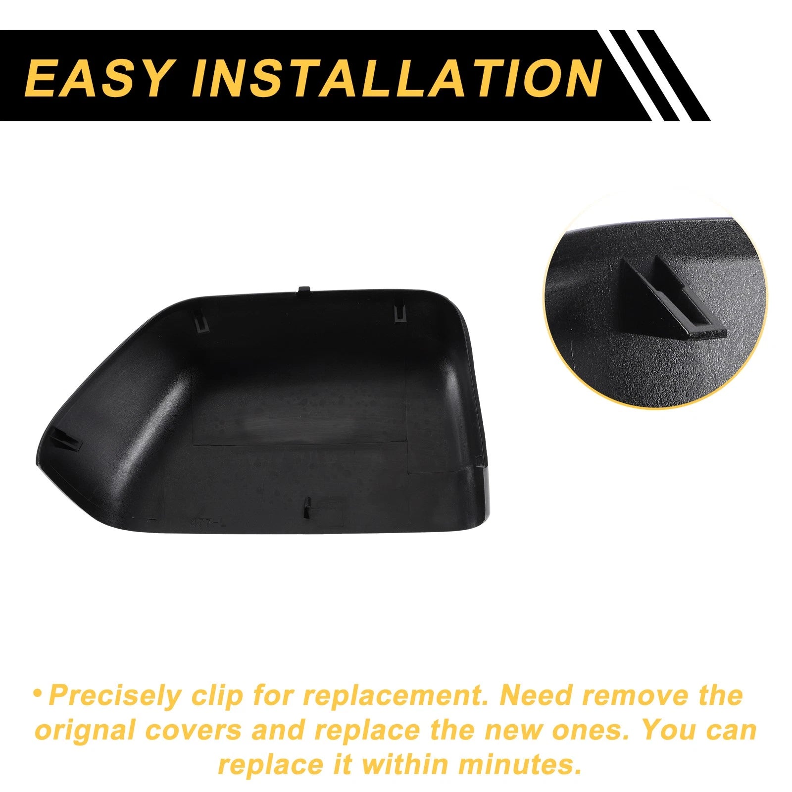 Left Side Mirror Cover Cap Gloss Black for Ford F-250 F-350 F-450 F-550 (2017–2022)