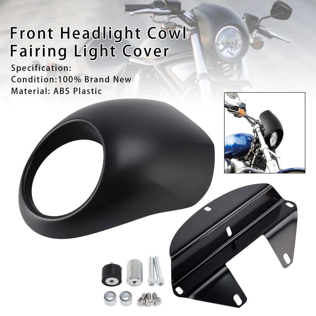 Headlight Fairing Light Cover for Harley Sportster Dyna XL 883 1200 (1973–Present) Matte Black