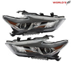 Set of 2 Black Headlights with LED DRL for Nissan Maxima (2016–2018)