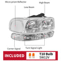 Headlights w/ Bumper Lamps for GMC Sierra 1500 2500 Yukon XL (1999–2007)