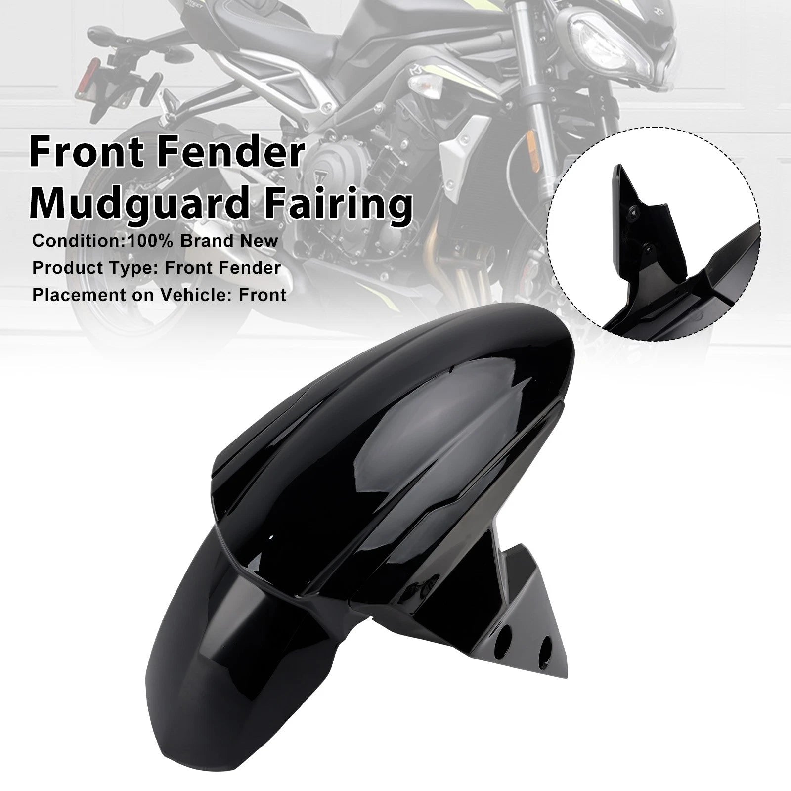 Front Fender Mudguard for Street Triple 765 R RS (2020–2025) Gloss Black