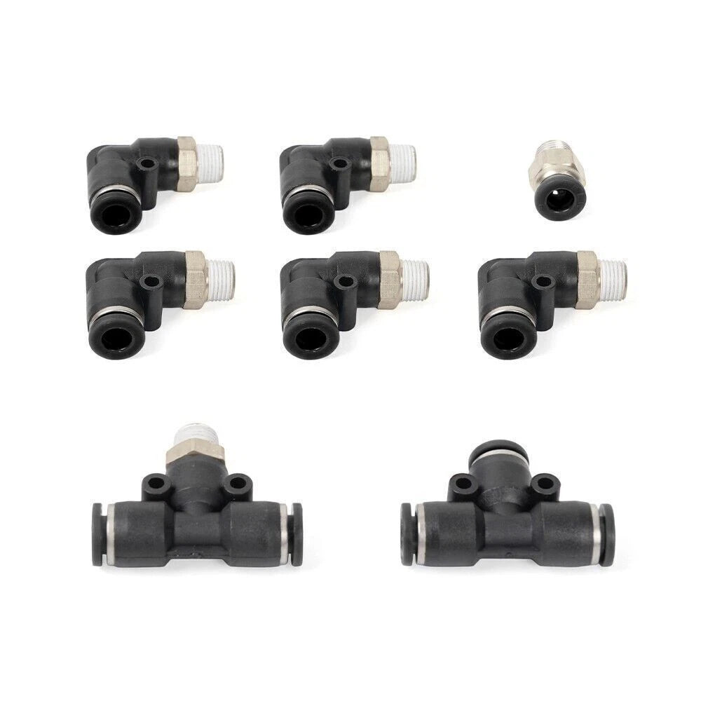 Set of 10 Air Hose Push to Connect Fittings for Automotive Applications