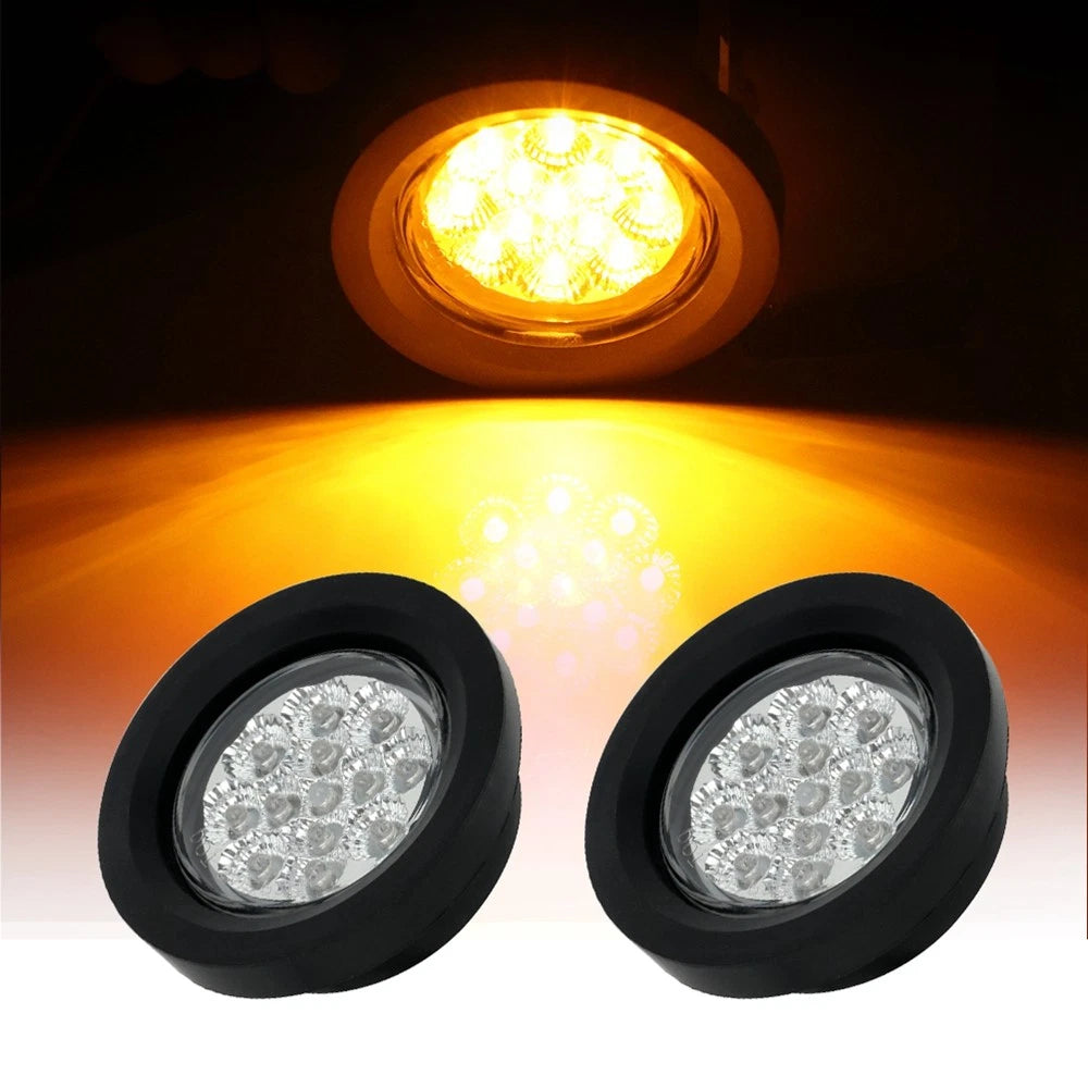 2X 2.5" LED Red & Yellow Turn Signal Lights for Universal Fit (Waterproof)