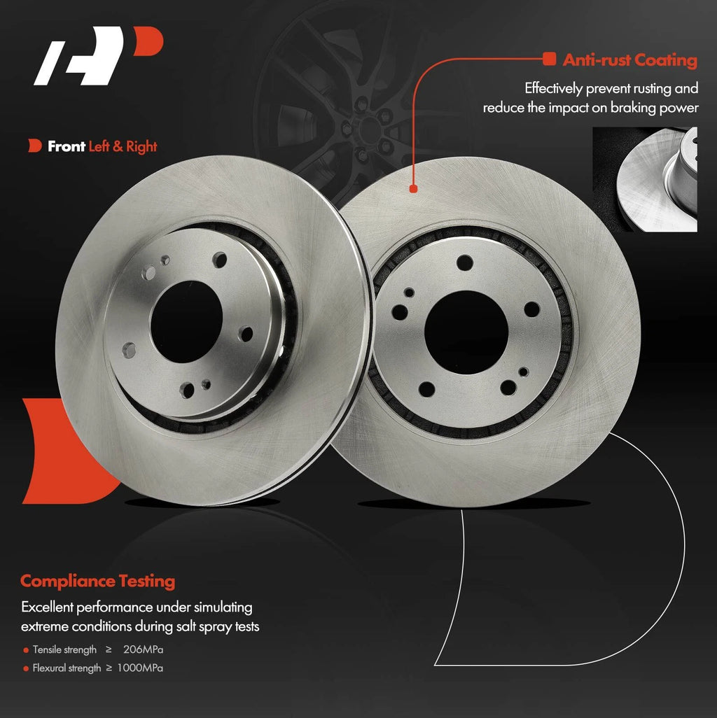 Front Disc Brake Rotors & Ceramic Pads for Mitsubishi Lancer (2009-2015)