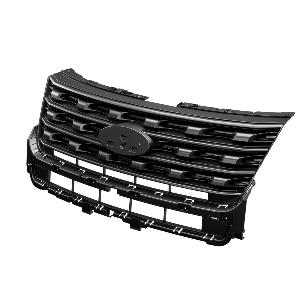 Front Bumper Upper Grille for Ford Explorer (2016–2017) Glossy Black