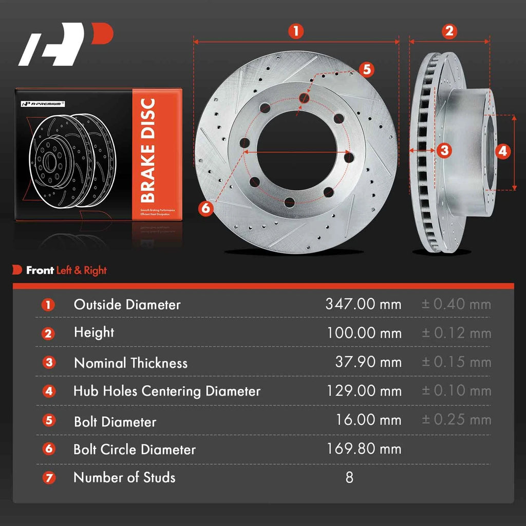 Front Drilled Brake Rotors for Ford F-250 F-350 Super Duty (2005–2012)
