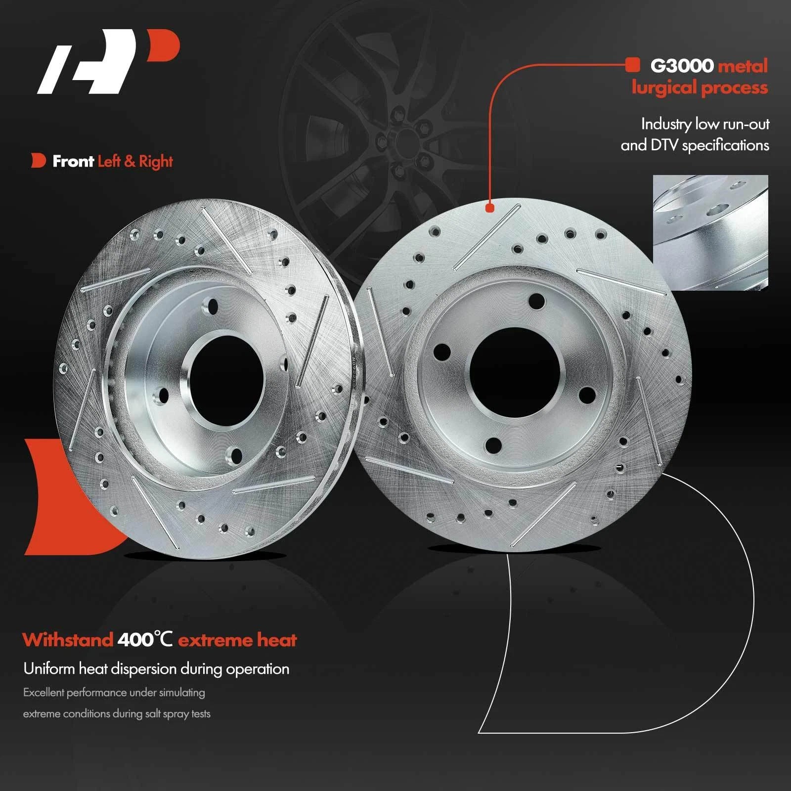 Front Drilled Brake Rotors & Ceramic Pads for Nissan Sentra (2000–2006)