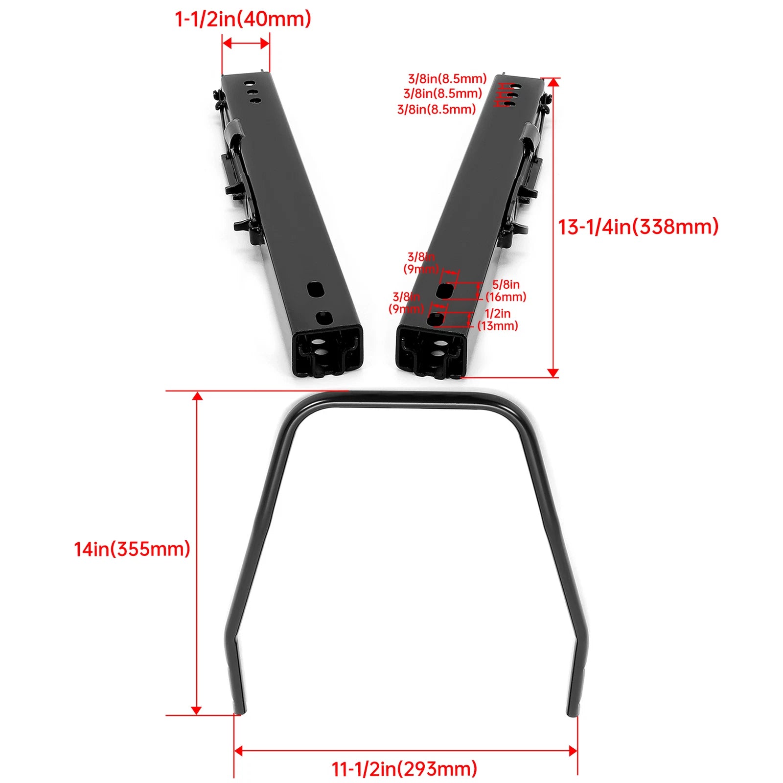 Pair Universal Racing Dual Seat Slider Base Mount Rail Bracket Assembly