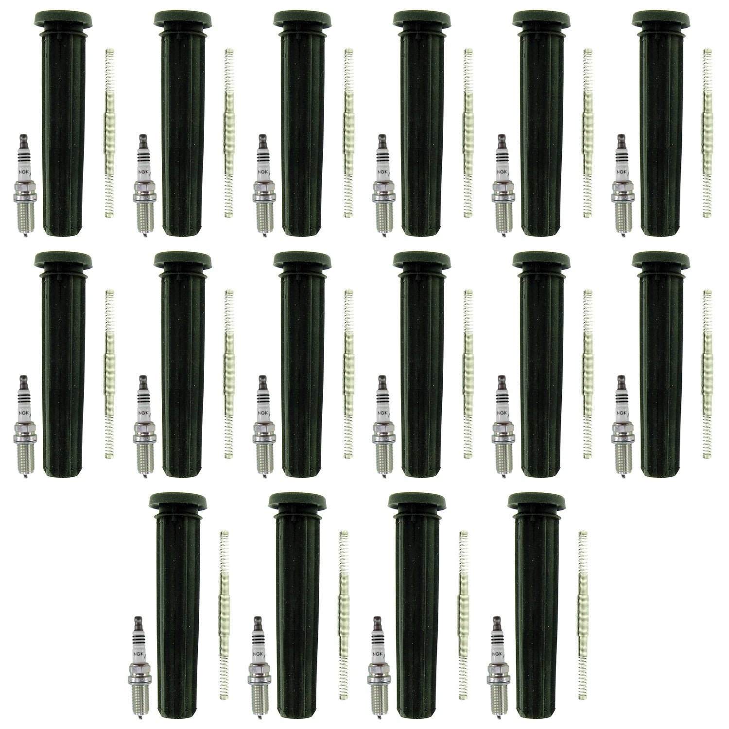 Set of 16 NGK Iridium IX Spark Plugs & Coil Boots for Dodge Charger (2015–2016)