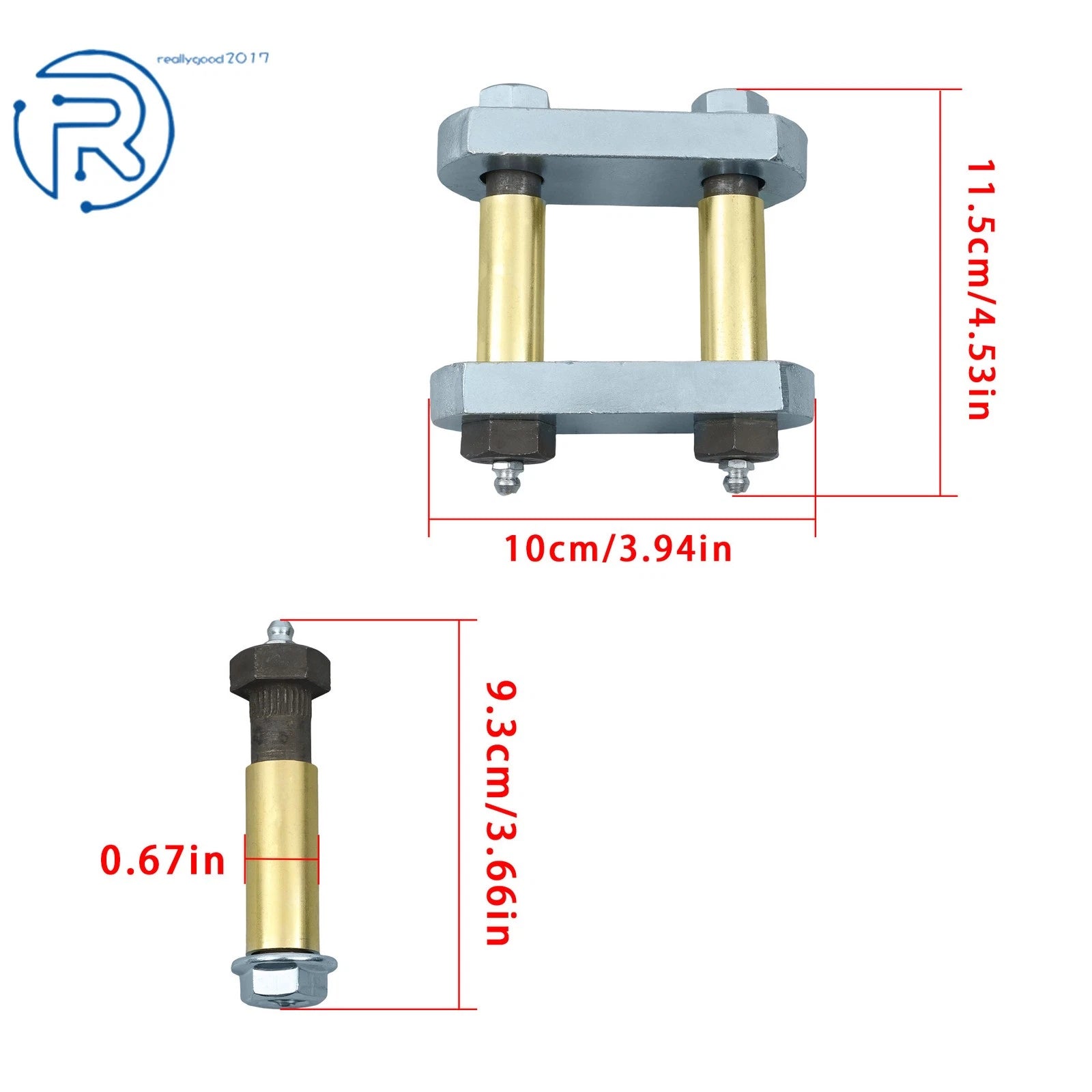 Set of 4 Greasable Shackle Spring Bolt Link Kit for Tandem Axle Truck Trailer