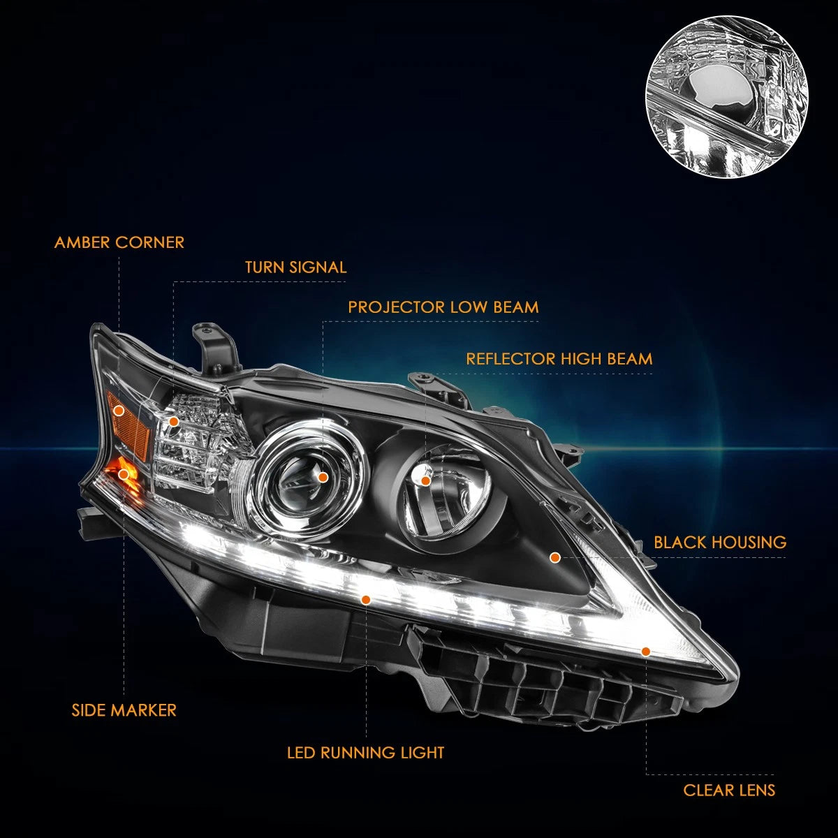 3D LED DRL Dual Projector Headlights for Ford Super Duty (2017–2019)