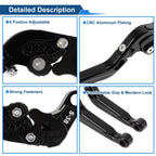 Short/Long Brake Clutch Levers for Suzuki GSXR600 (2006–2025) 1 Pair Solid Black