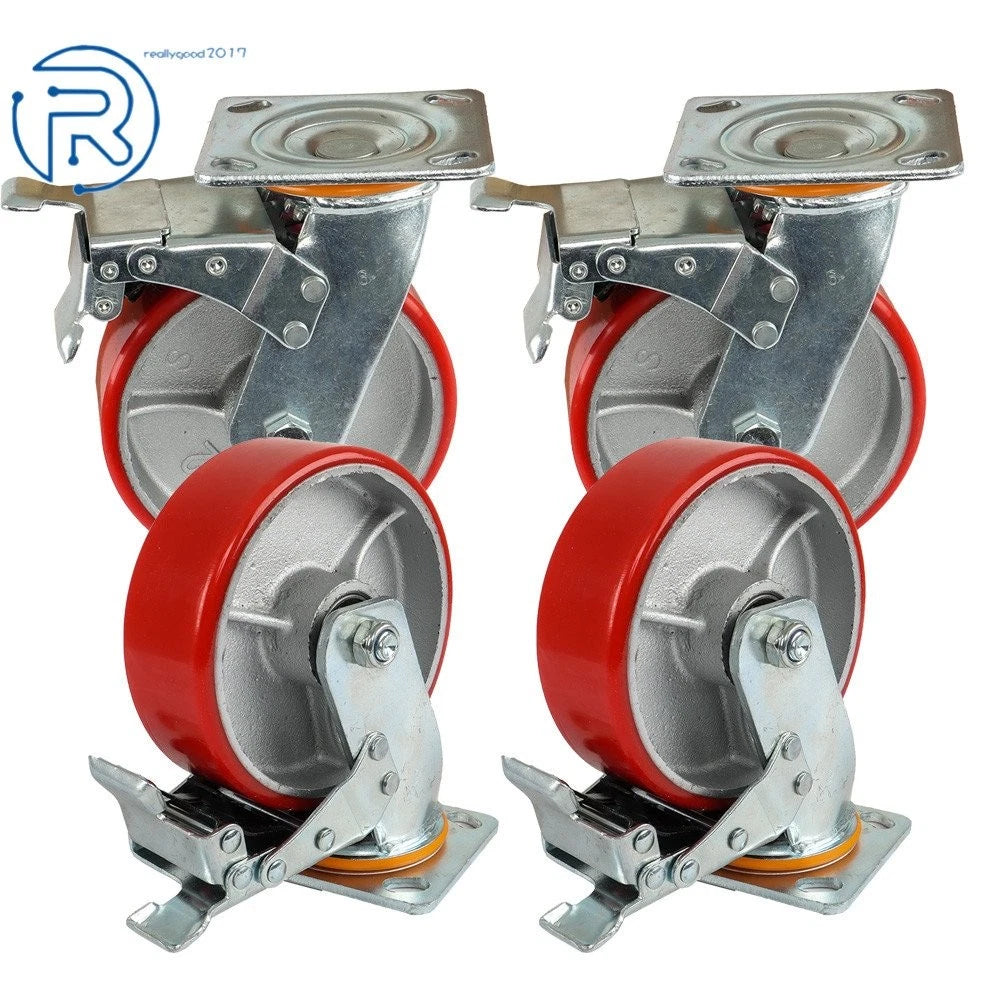 Set of 4 Heavy Duty Metal Caster Wheels 6 Inch Swivel & Lock