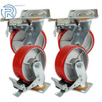 Set of 4 Heavy Duty Metal Caster Wheels 6 Inch Swivel & Lock