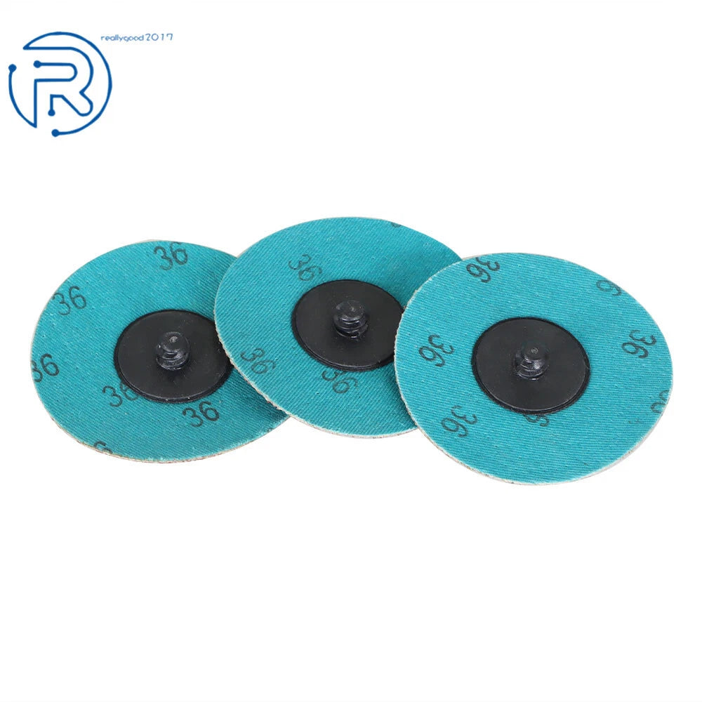 25 Pack 3" 36 Grit Aluminum Oxide Roll Lock Discs for Die Grinder