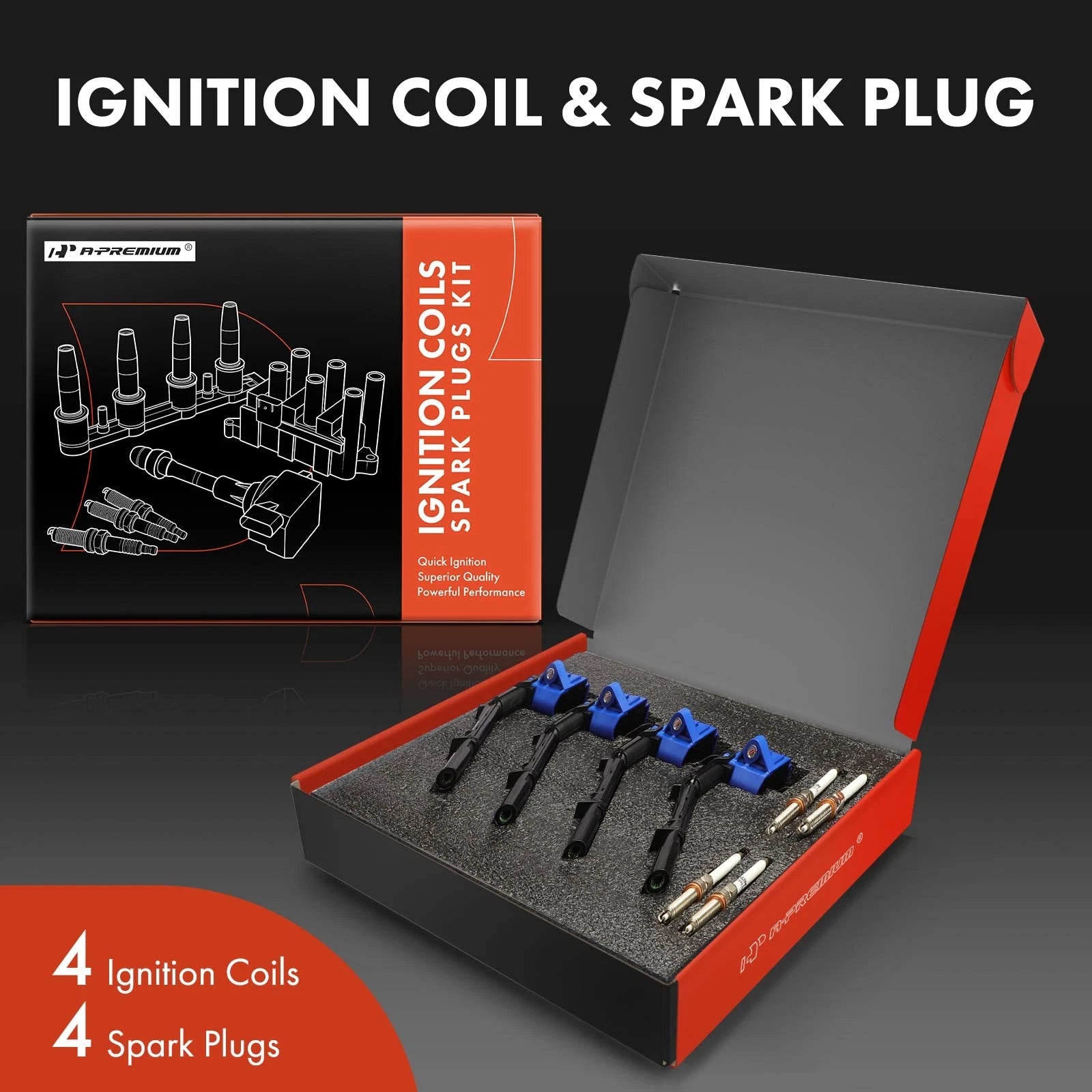 Set of 4 Ignition Coils & Iridium Spark Plugs for Mercedes-Benz A/C/W205 (2015–2020)