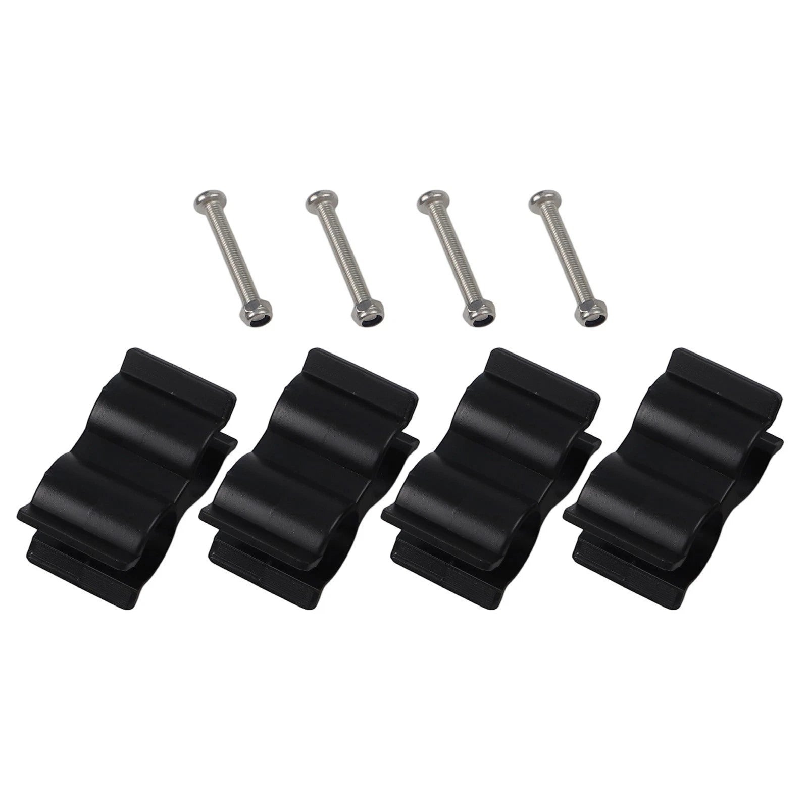 Set of 4 Double Tube Clip Holders for Boat Top Poles (Fits 7/8" to 1")