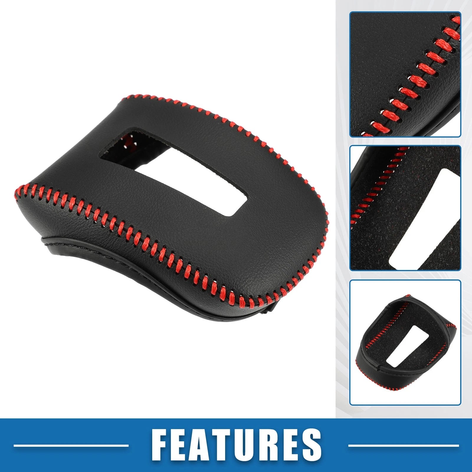 Gear Shifting Knob Cover Trim for Mitsubishi Outlander (2014–2023) Faux Leather Black Red