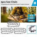 3PCS 3/8 043 40DL Chainsaw Chain 10" for Ozito OCS-018 (2018–2023)