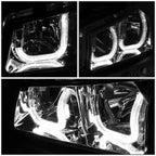 Chrome Clear J-Halo LED DRL Headlights w/ Bumper Lamps for Chevy Silverado (2003–2007)
