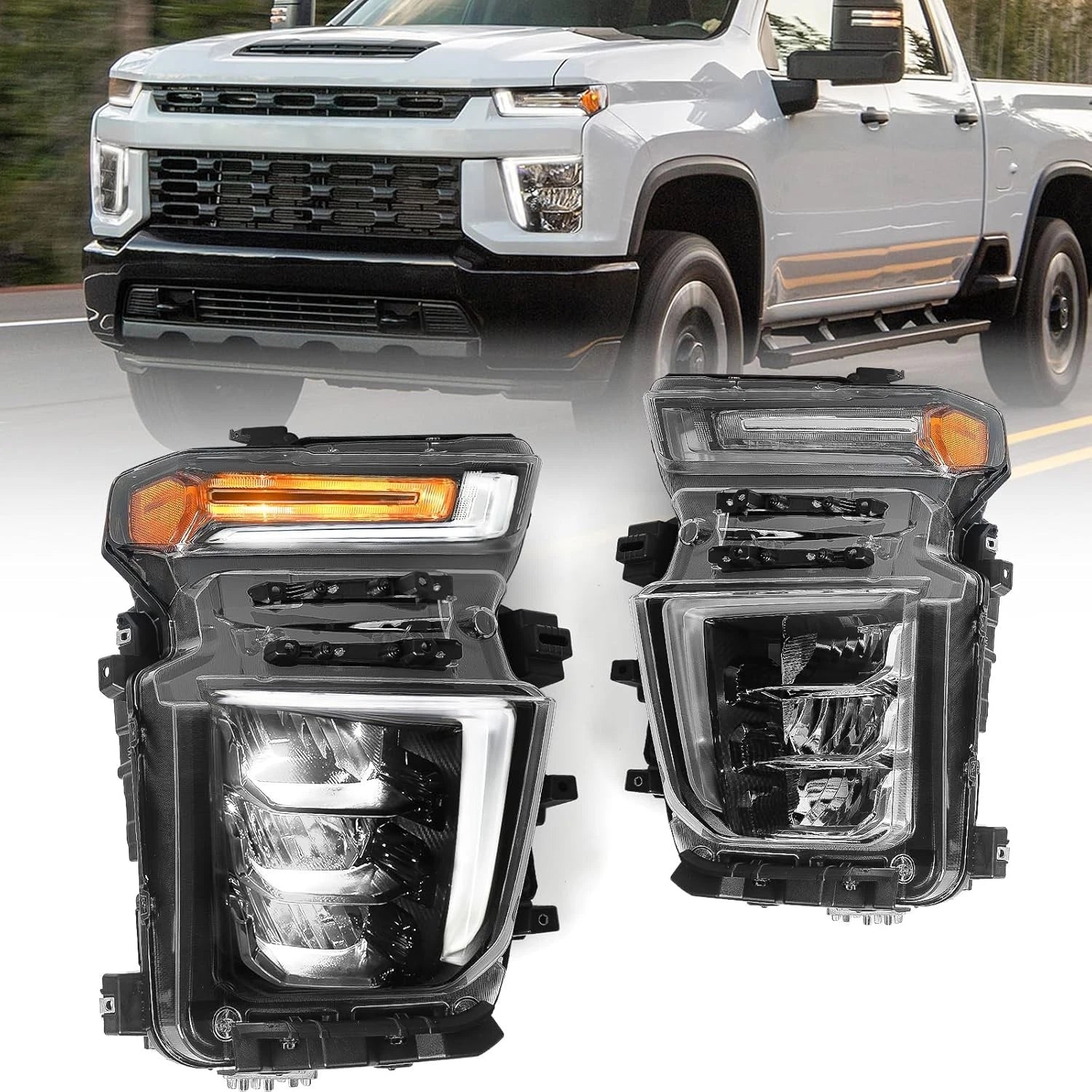 LED Headlight Set for Chevy Silverado 2500HD 3500HD (2020–2023) L+R Pair