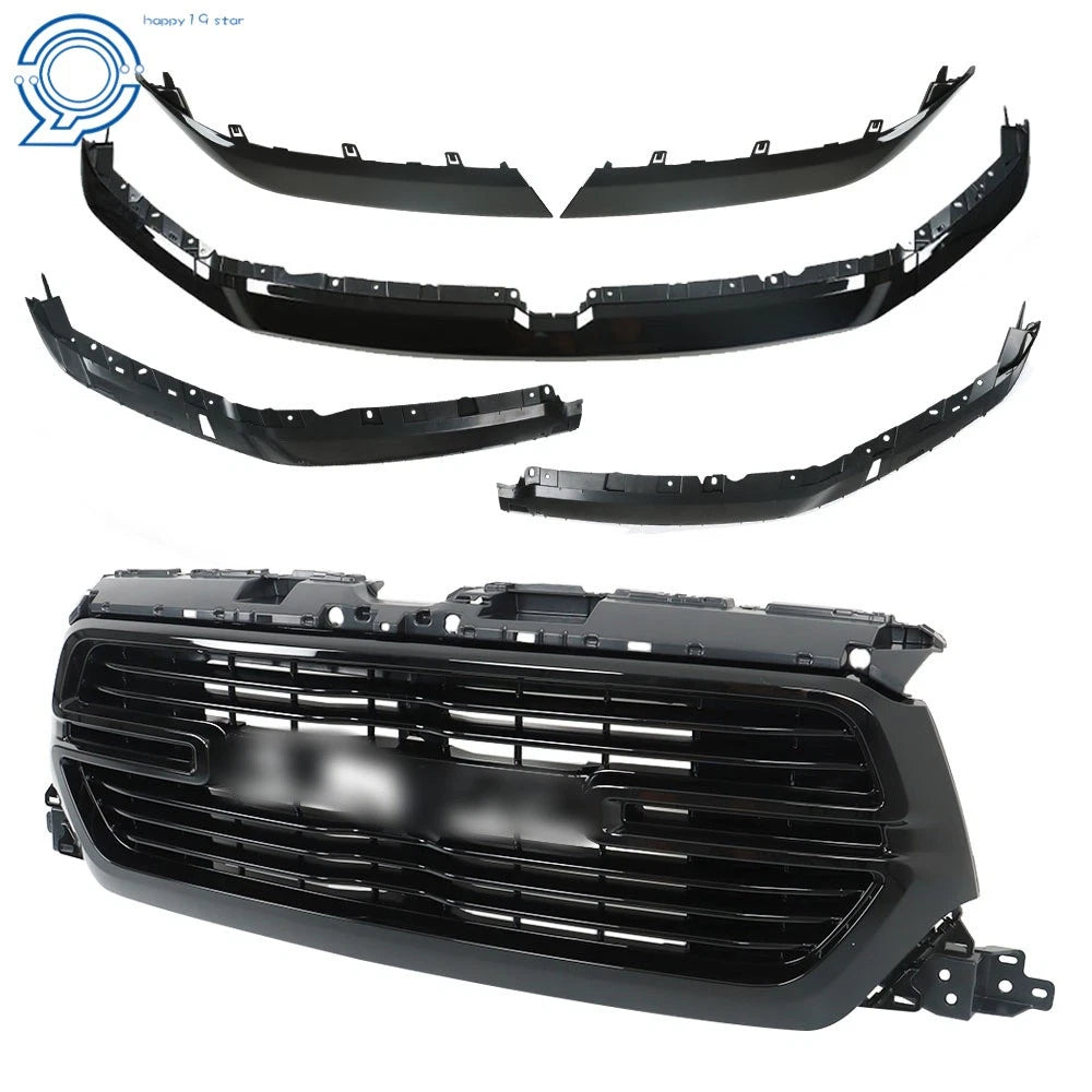 Front Upper Grille Molding for Ram 1500 (2019–2022) Glossy Black