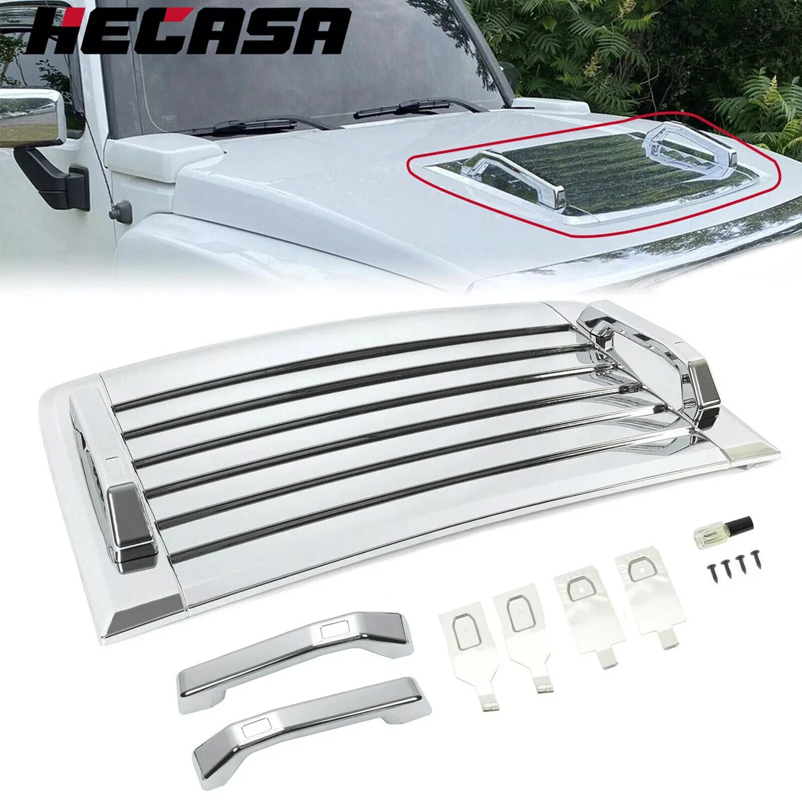Set of 3 Chrome Hood Deck Vent Panel Handle Covers for Hummer H3 (2006–2010)