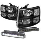 Headlight Set with Clear Turn Signal & LED Fog Light for Silverado (2007–2013)
