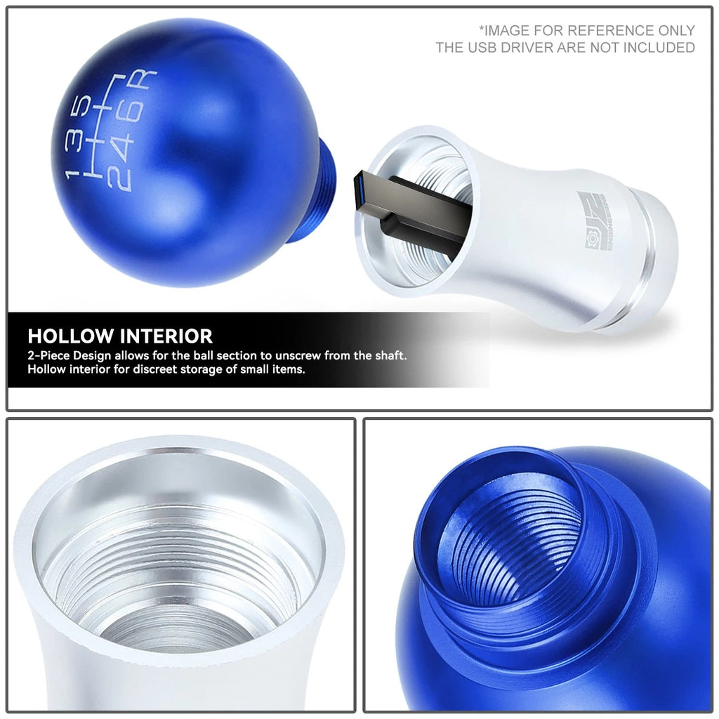 2-Piece Aluminum Shift Knob Set for Universal 6-Speed MT (48mm)