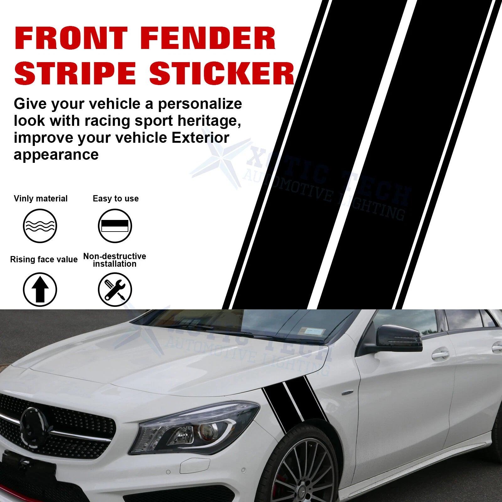 Sporty Hash Mark Front Fender Stripes Sticker Decal for Ram 1500/2500 (2015-2024)